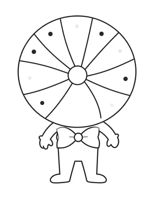 Dibujo para colorear de un abanico de flamenco abierto con varillas radiales, lunares y un lazo en la base.