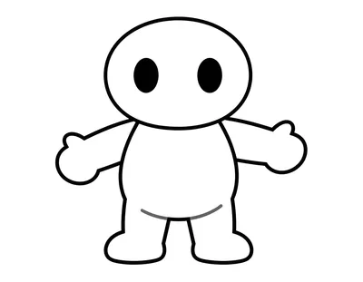 Dibujo para colorear de un corredor de atletismo con brazos abiertos y formas simples, ideal para niños pequeños.