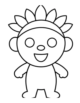 Dibujo para colorear de una máscara de Carnaval sonriente con plumas y cintas alrededor de la cabeza.