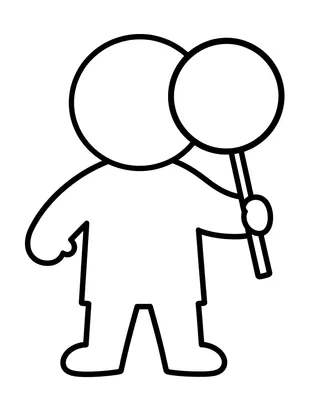 Dibujo para colorear de un niño de pie sosteniendo una raqueta de tenis grande con una pelota redonda a su lado.