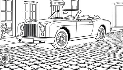 Un coche Bentley descapotable de lujo para colorear con una placa de color.