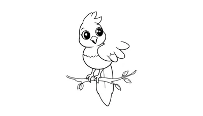 Un fénix de dibujos animados amigable sentado en una rama, listo para ser coloreado, en la placa de color.