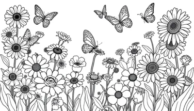 Placa de color con margaritas y mariposas.