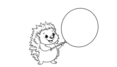 Una placa de color de un erizo sonriente con un globo.