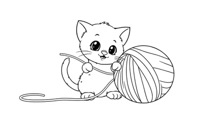 Placa de color de un gatito tierno jugando con lana.