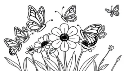 Placa de color de flores y mariposas para niños.