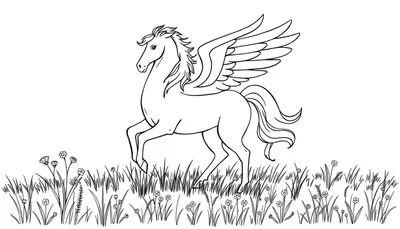 Placa de color de un Pegaso corriendo