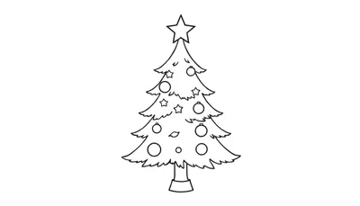 Placa de color de un árbol de Navidad para colorear con adornos y estrella.