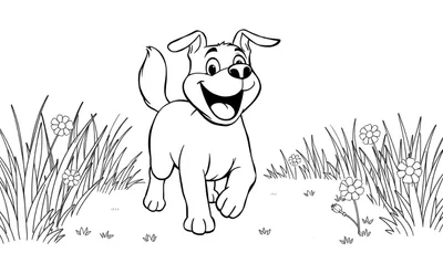 Bentley el perro feliz listo para colorear en esta placa de color.