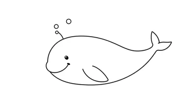 Placa de color de una ballena de dibujos animados amigable con burbujas saliendo de su espiráculo.