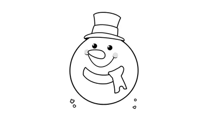 Placa de color de un muñeco de nieve sonriente con sombrero de copa y bufanda.