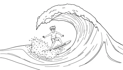 Un niño valiente en una placa de color surfea una ola gigante.