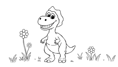 Placa de color de un velociraptor amigable.