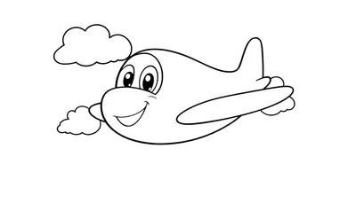 Un avión de juguete sonriente en una placa de color, volando con una nube