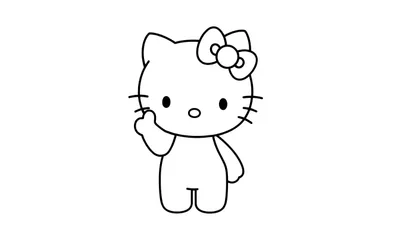 Placa de color de Hello Kitty saludando con la mano.