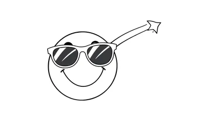 Placa de color de un emoji sonriente con gafas de sol y una estrella.