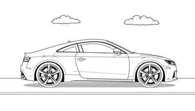 Placa de un coche deportivo Audi para colorear, con líneas gruesas y sencillas.