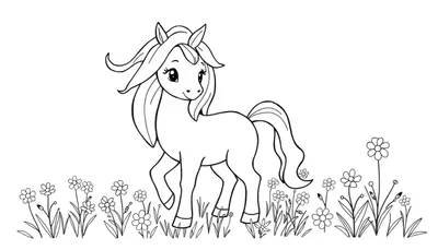 Placa de color de un lindo unicornio con crin de arcoíris.