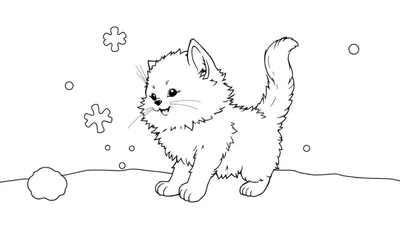 Placa de color de un gatito jugando en la nieve.