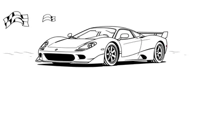Un coche de carreras McLaren blanco y negro listo para colorear con una placa de color.
