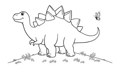 Un Estegosaurio amigable para colorear con una placa de color vibrante.