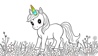 ¡Unicornio Arcoíris para Colorear!
