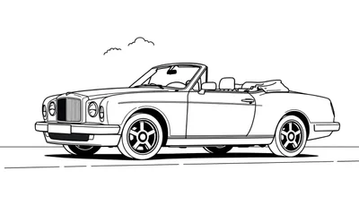 Placa de color de un Bentley clásico para colorear, con líneas sencillas y detalles definidos.