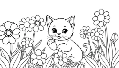 Gatito en el Jardín Primaveral