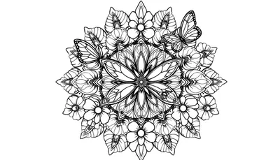 Mandala Mágico de Flores y Mariposas