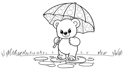 ¡Placa de Color: El Osito Bajo la Lluvia!