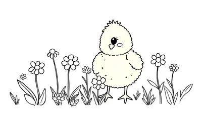 Pollito en la placa de color floral