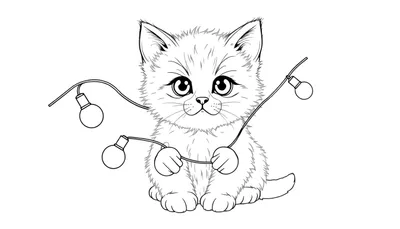 Placa de Color: Gatito Navideño con Luces