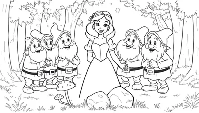 Placa de Color de Blancanieves y los Enanitos en el Bosque