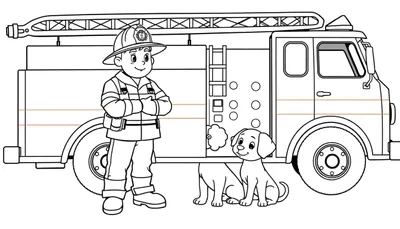 ¡Héroes en Acción! Bombero, Perro y Camión de Placa de Color