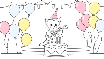 ¡Fiesta de Cumpleaños Gatuna en Placa de Color!