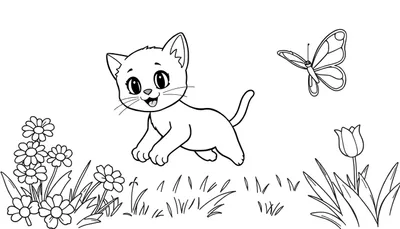 Placa de Color: El Gatito y la Mariposa