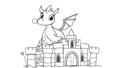 Placa de Color: Dragón y Castillo Dulce
