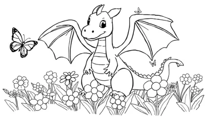 Placa de Color: El Dragón del Arcoíris y su Jardín Mágico