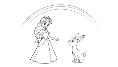 La Princesa y su Amigo Conejo Bajo la Placa de Color del Arcoíris