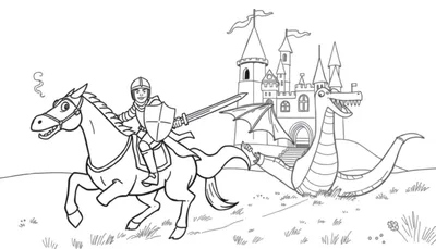 Placa de Color de Cuento de Hadas: Caballero y Dragón