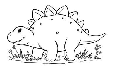 Estegosaurio amigable para colorear con placas de color.