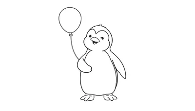 Pingüino Bebé y su Globo Rojo: ¡Una Placa de Color Divertida!