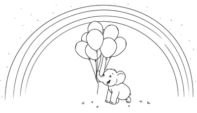 La Placa de Color del Elefante Feliz y el Arcoíris