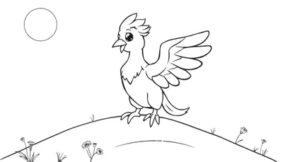 Pájaro joven con alas extendidas, listo para colorear en esta placa de color.
