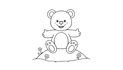 Oso de peluche de placa de color sentado en una colina.