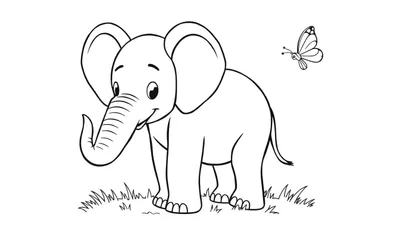 Placa de color de un elefante bebé juguetón.