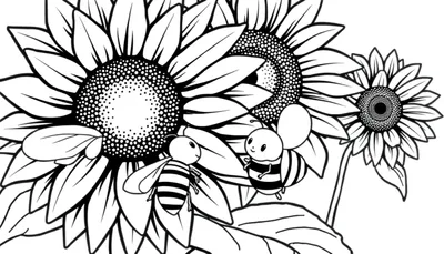 Placa de color de girasoles y abejas.