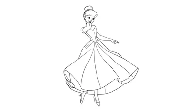 Placa de color de Cenicienta con su vestido de baile.