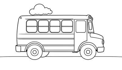 Un autobús escolar dibujado para colorear, con la placa de color visible.