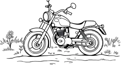 Placa de motocicleta de dibujo lineal para colorear.